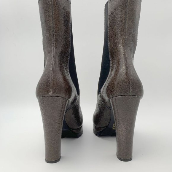 Prada Roxy Crackle Platform Combat Ankle Boots Creta (Gray) Heels Size 10/40 - Picture 4 of 6